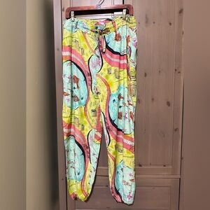 VINTAGE Printed Boho Med jogger pants resort hippy MADE IN INDIA